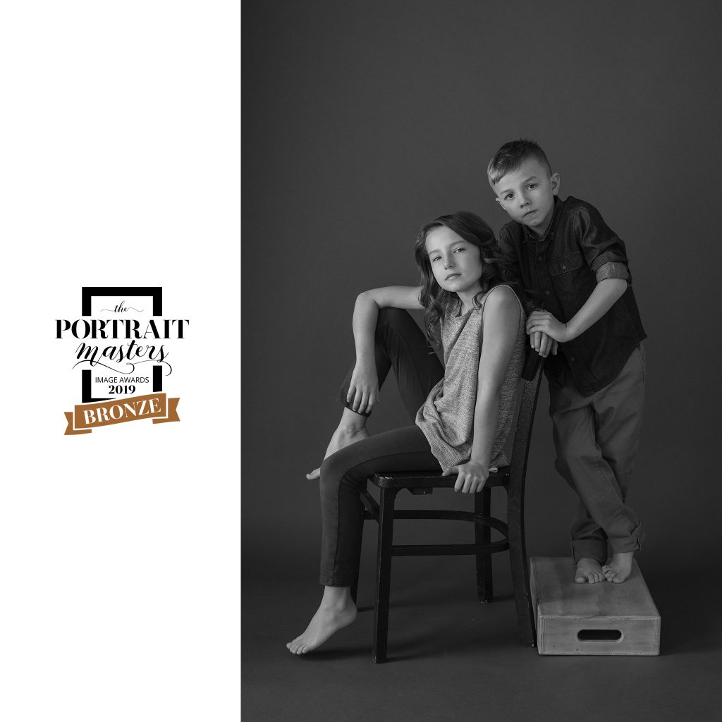 Sister and Brother - a black and white portrait - Bronze in the Family and Group Portrait category