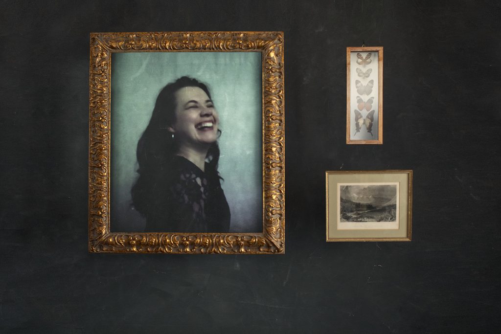 Portrait of Milena, laughing, from her virtual live photo shoot with Maundy Mitchell during the pandemic