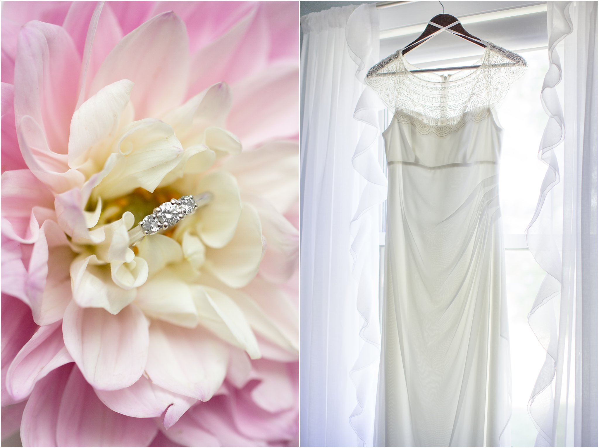 Engagement ring and wedding dress