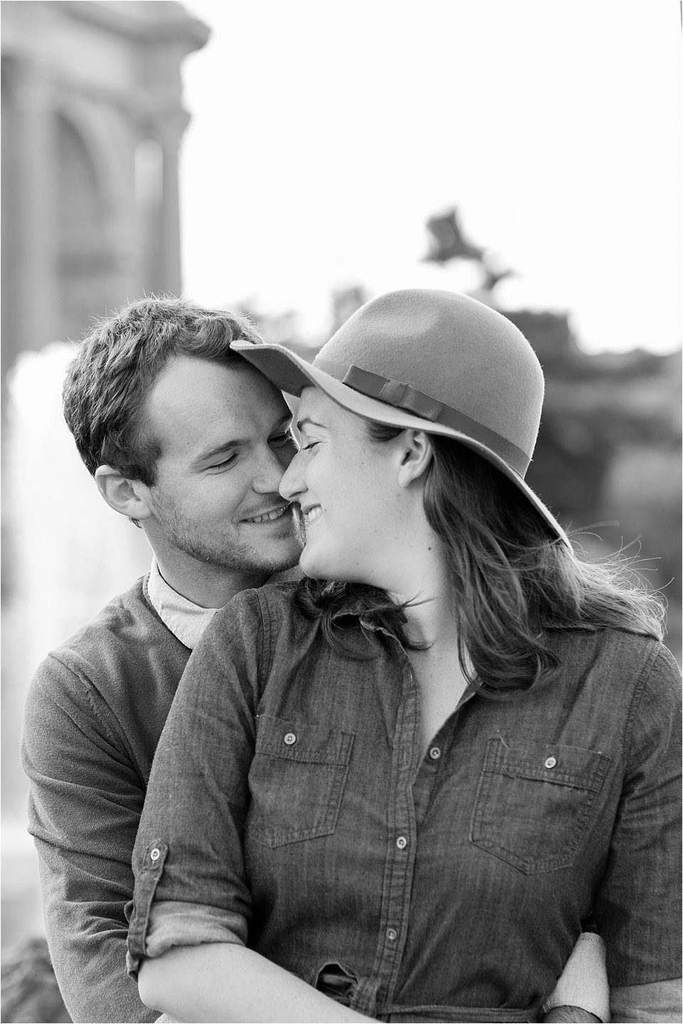 Black & White Photo of Engaged Couple