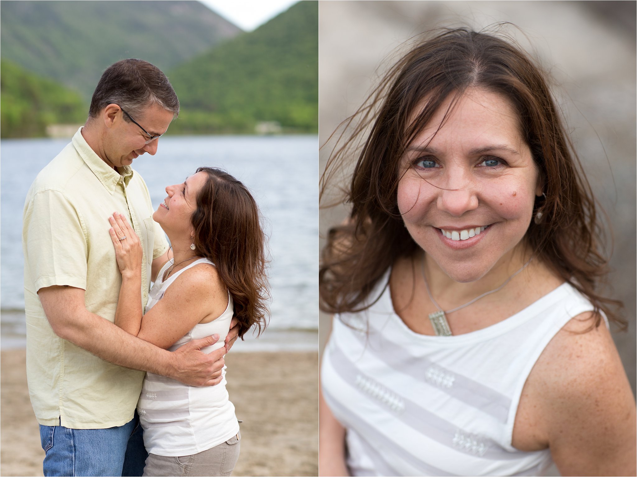 engaged couple at Echo Lake Beach