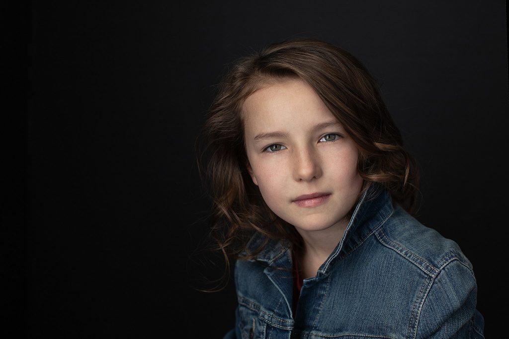 Leah in denim jacket