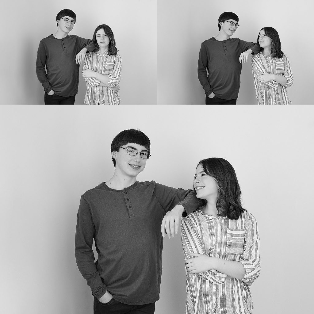 A black and white series of brother and sister