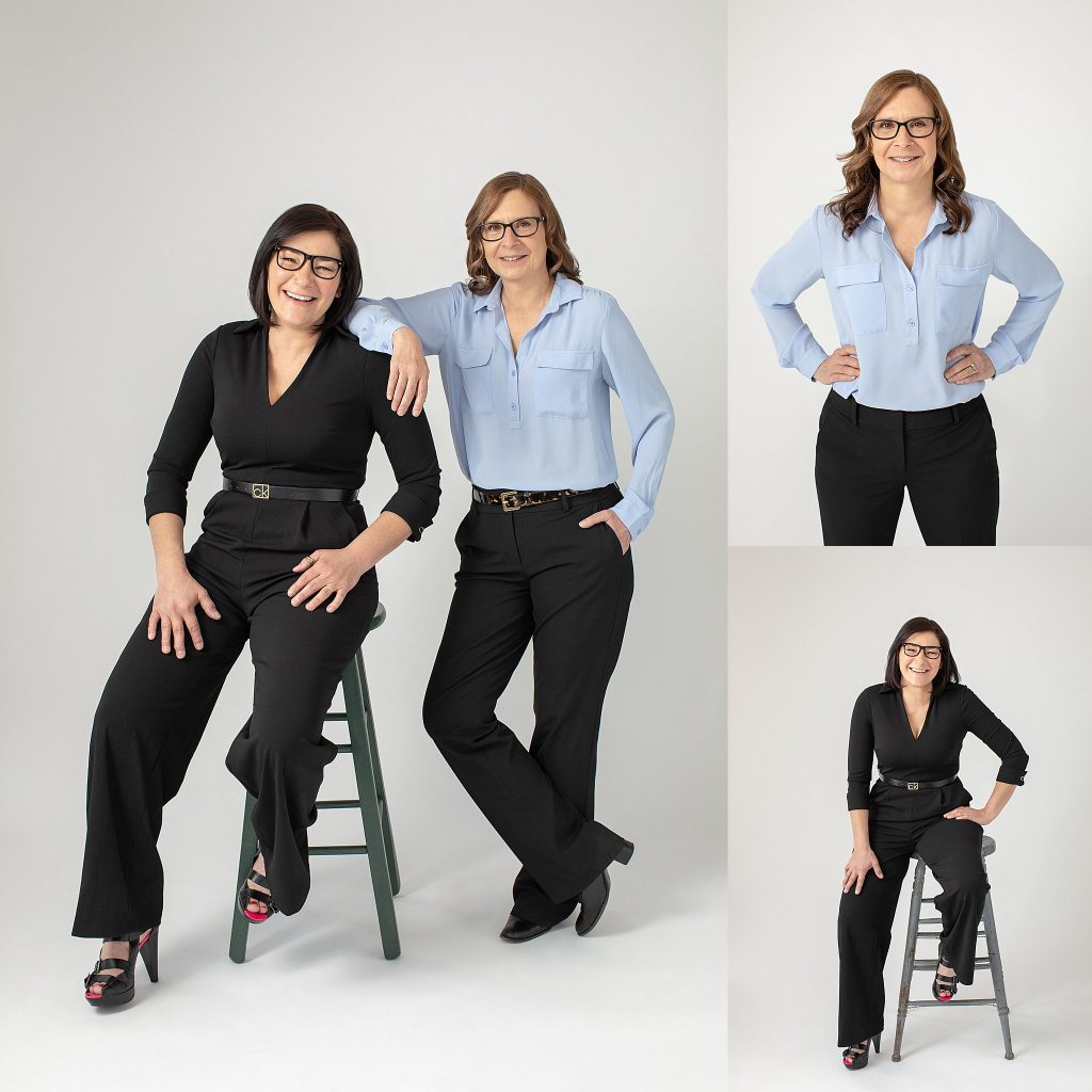 Branding portraits on white background