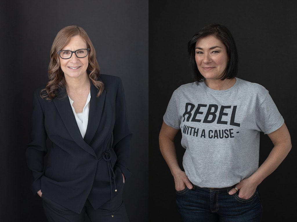 Sandi and Lisa - Personal Branding Portraits on Black Background
