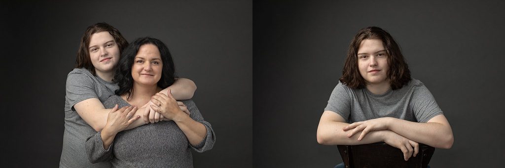 mother and teenage son portraits