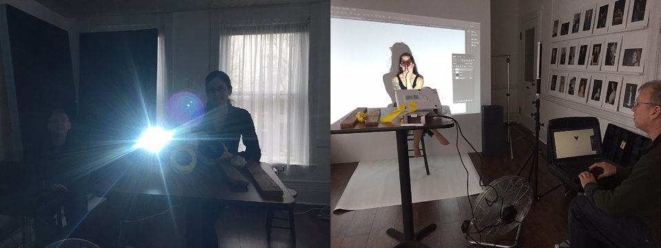 Behind the scenes at Maundy Mitchell Photography studio while she experiments with the use of projections and GOBOS.