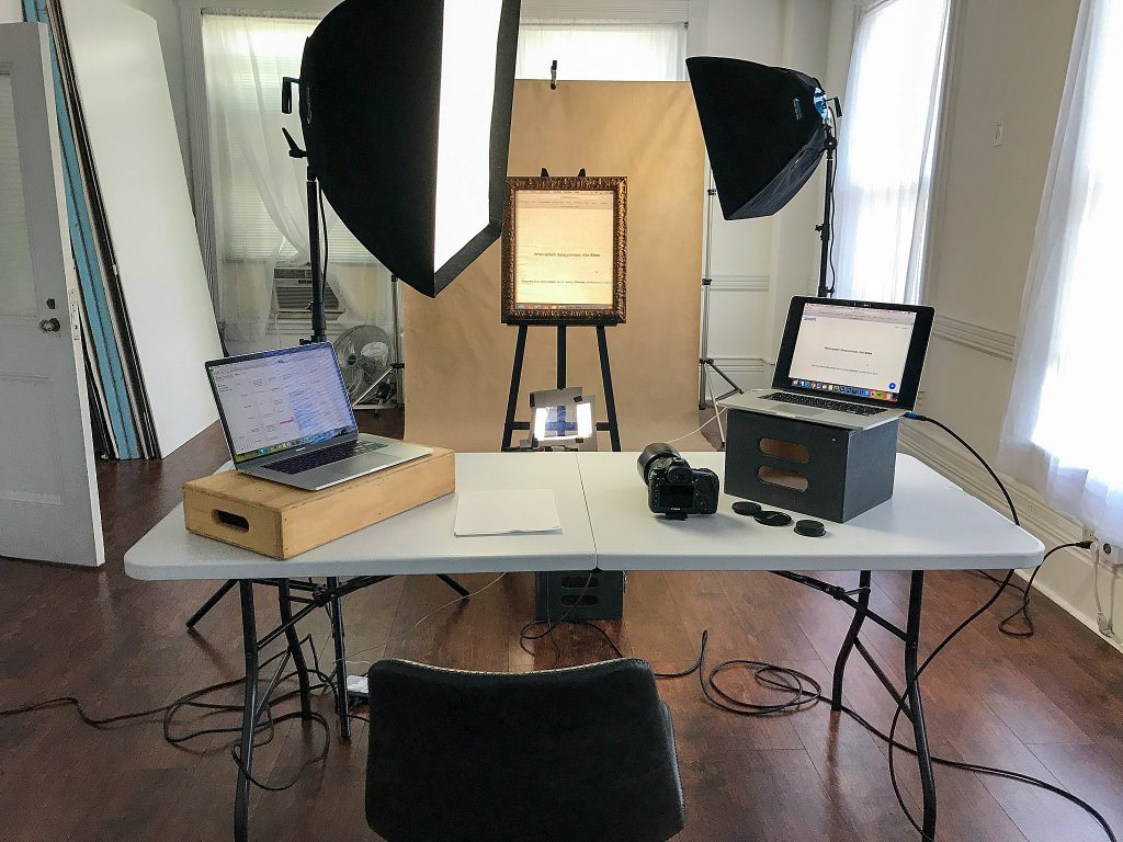 Behind the scenes setup for two Zoom meetings, one for the camera club (who were in Vermont and New Hampshire) and one for the model (who was in Arizona).