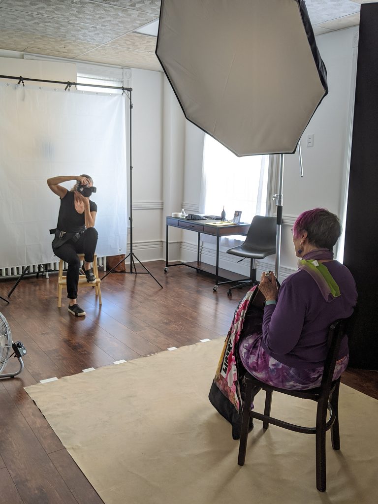 Behind the scenes at Maundy Mitchell Photography studio during the photographing of Protest Portraits