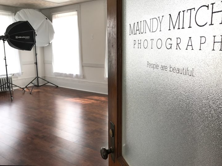 Open door to Maundy Mitchell's photography studio, welcoming students