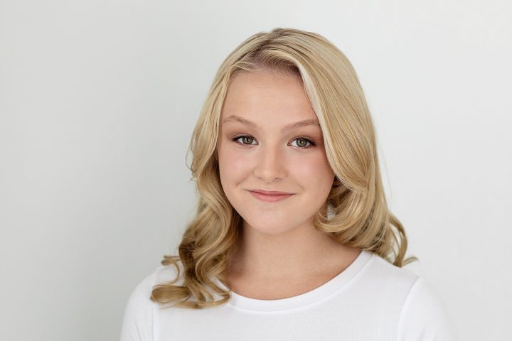 Modern headshot on white background - Bishop Brady, NH student acting headshot