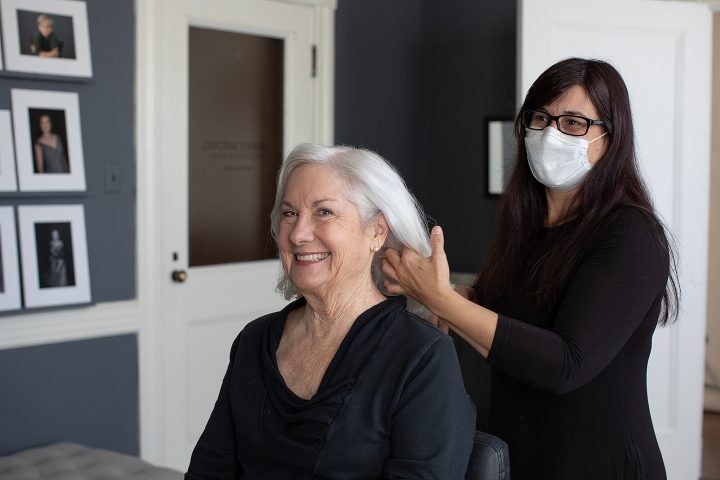 The portrait experience at Maundy Mitchell Photography starts with professional hair and makeup styling.