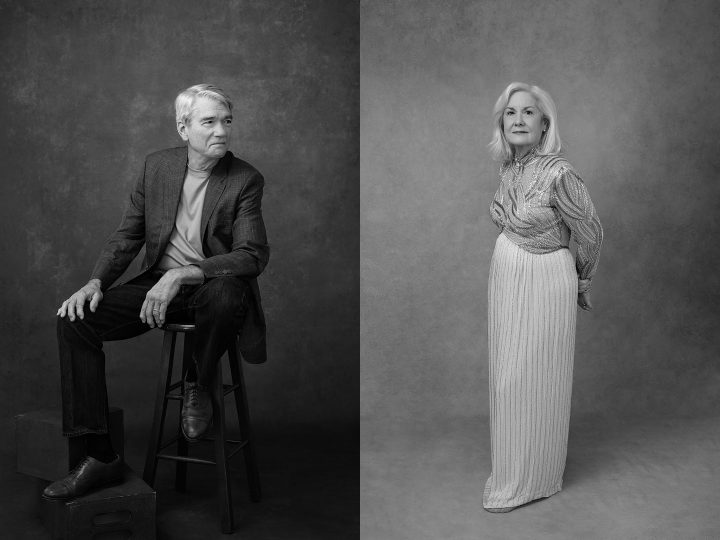 Black and white formal portraits of a couple in Plymouth, NH