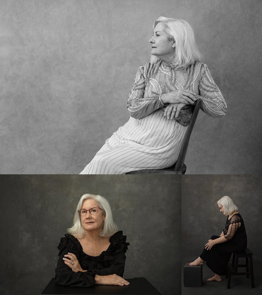 Women's Vanity Fair inspired portraits - Stephanie in beaded gown, Stephanie in black dress