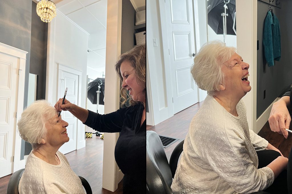 Photos for a quilter - Before Susan's headshot session - hair and makeup styling by Donna Cotnoir