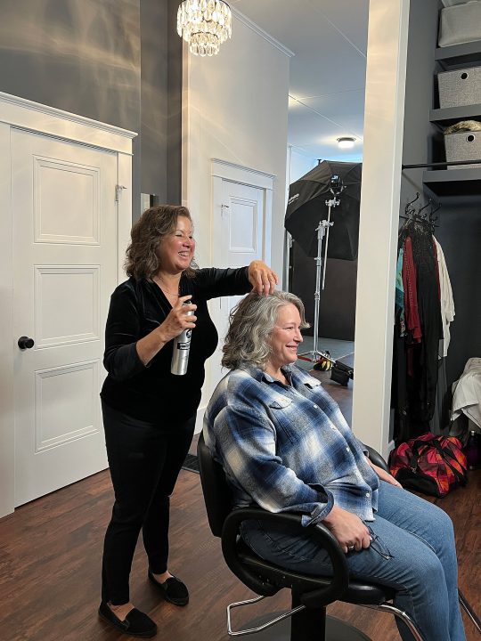 Before Nicole's portrait session for Extraordinary: the Over 50 Revolution. Hair and makeup styling by Donna Cotnoir