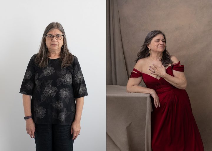 Emilie, before and after professional styling, lighting, and direction