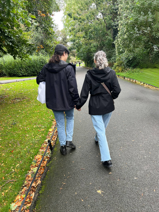 NH photographer walking with her son in Ireland