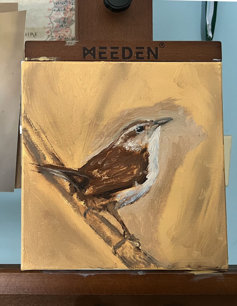 A "first draft" of an oil painting by Maundy Mitchell