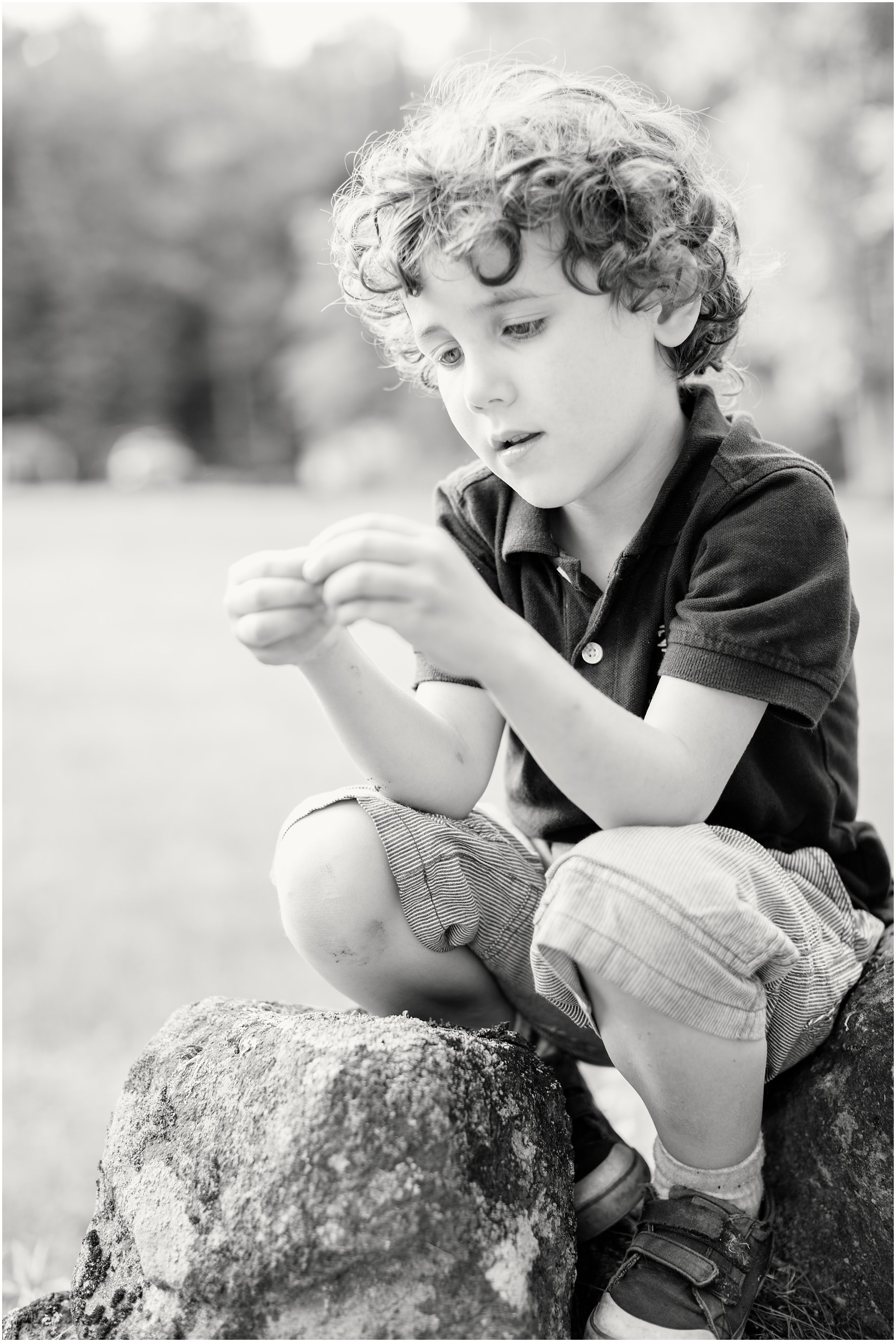 black and white portrait of boy