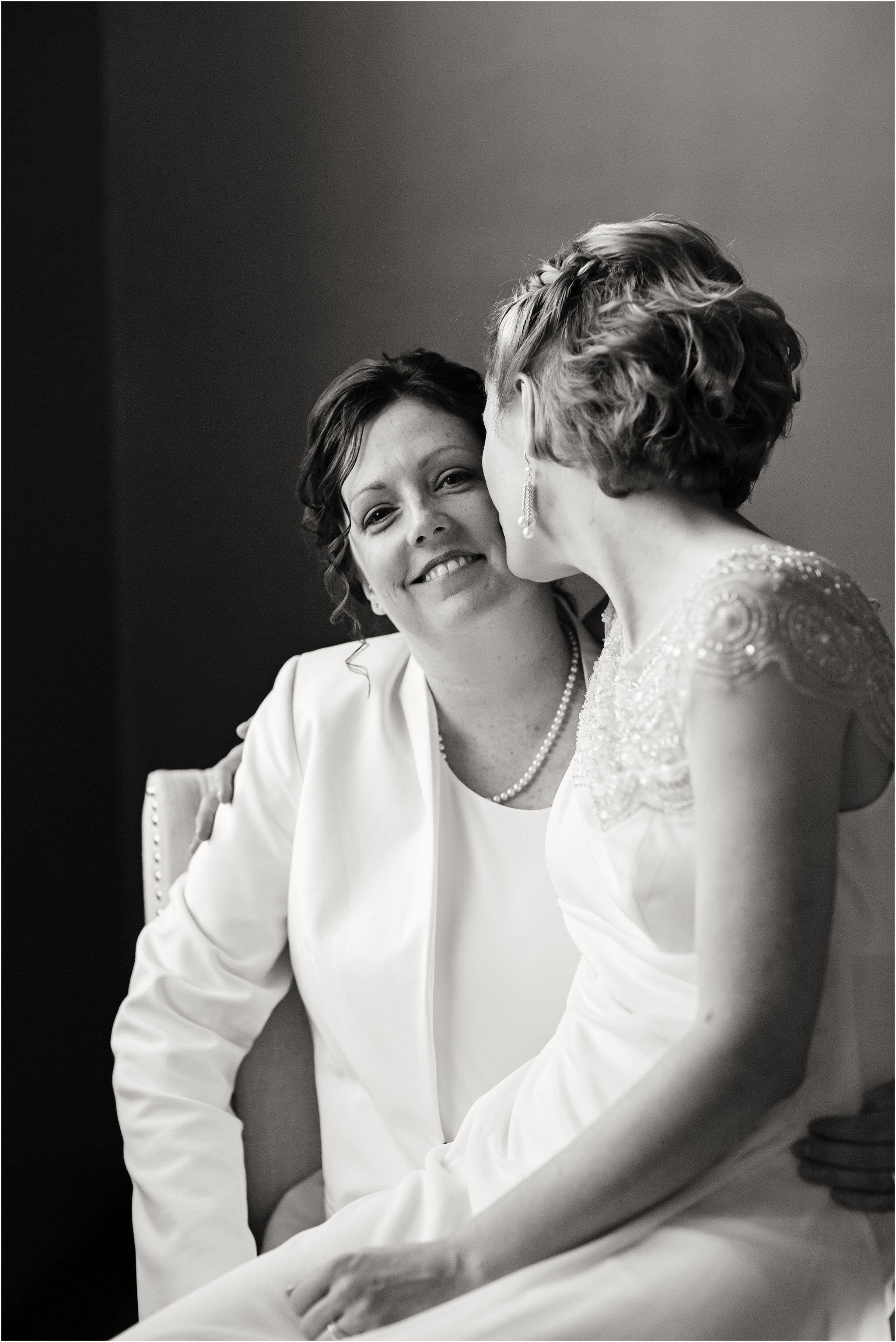 Black & White Portrait of Two Brides