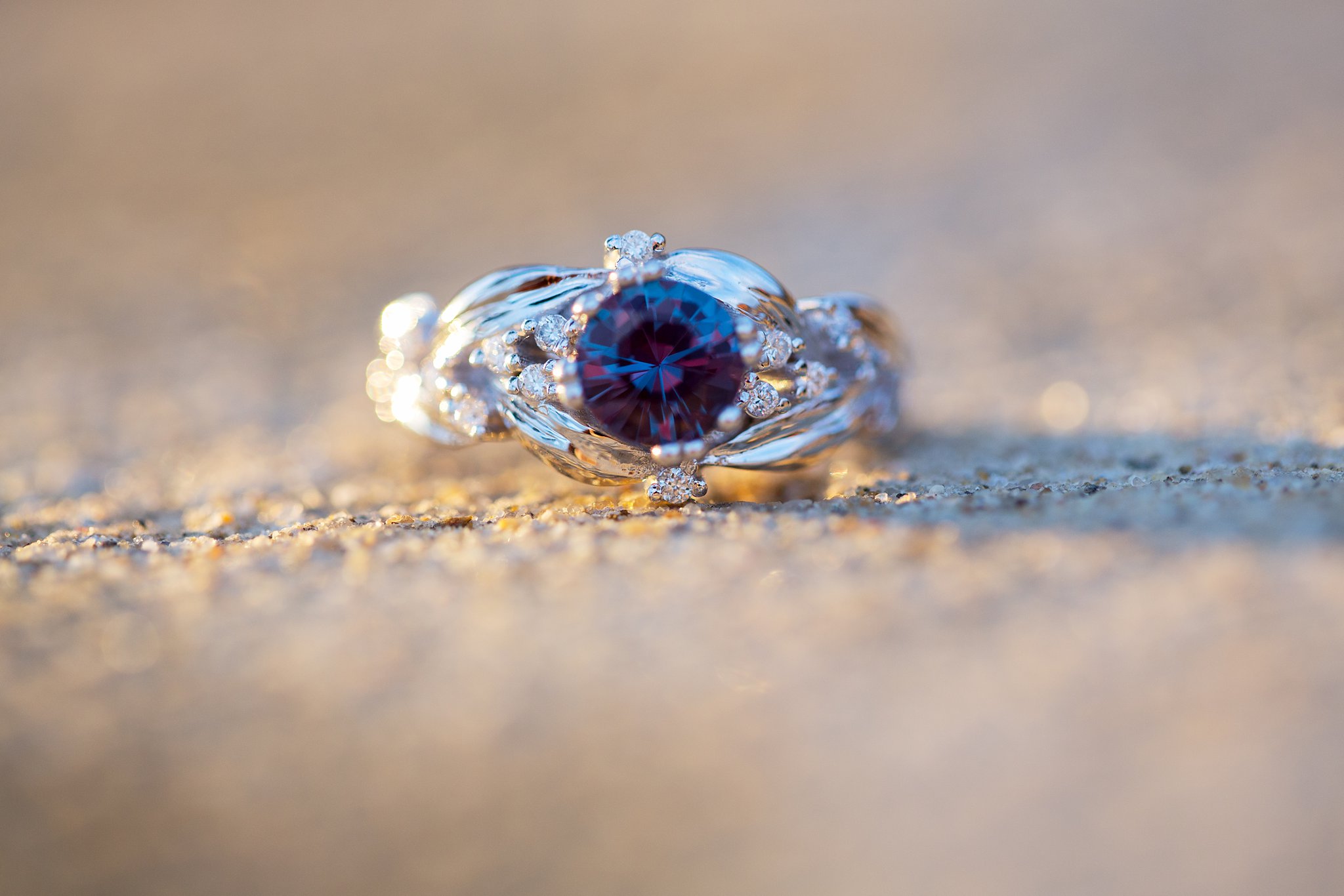 Engagement ring Alexandrite diamonds