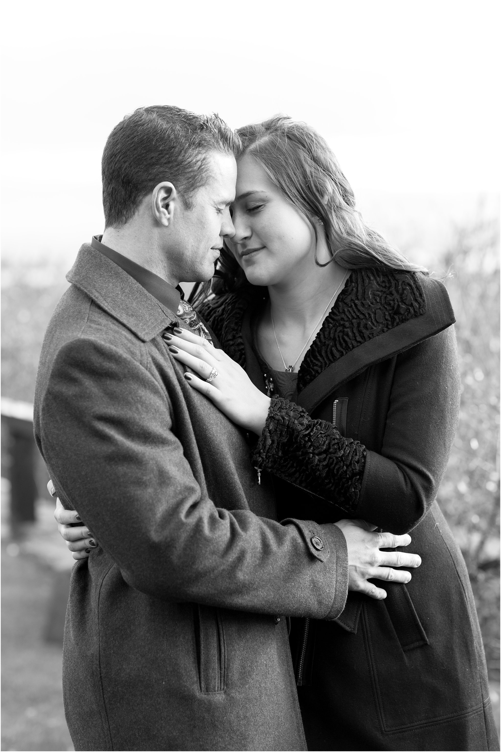Black and White Portrait of Engaged Couple