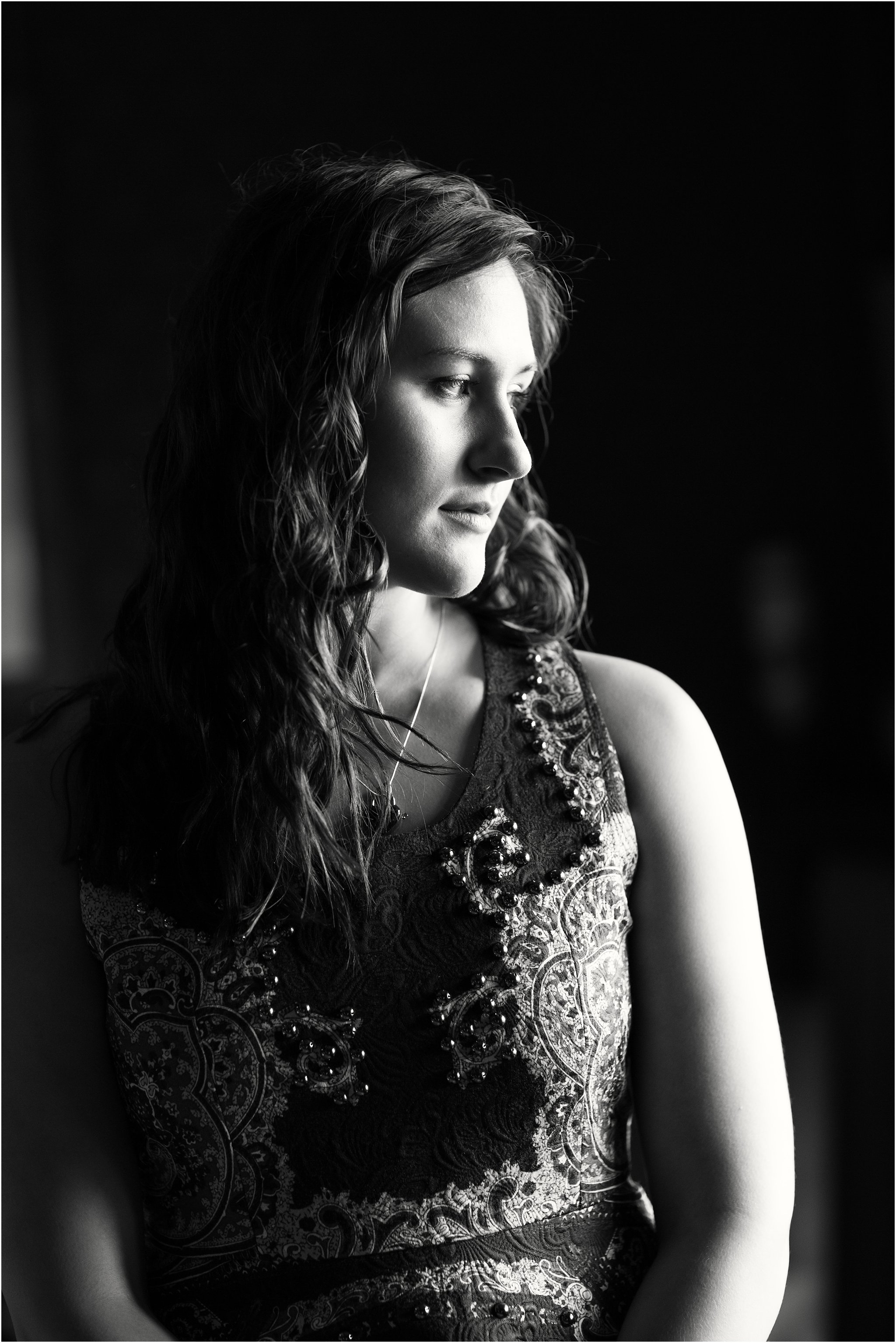 Black and White Portrait of Bride-to-Be