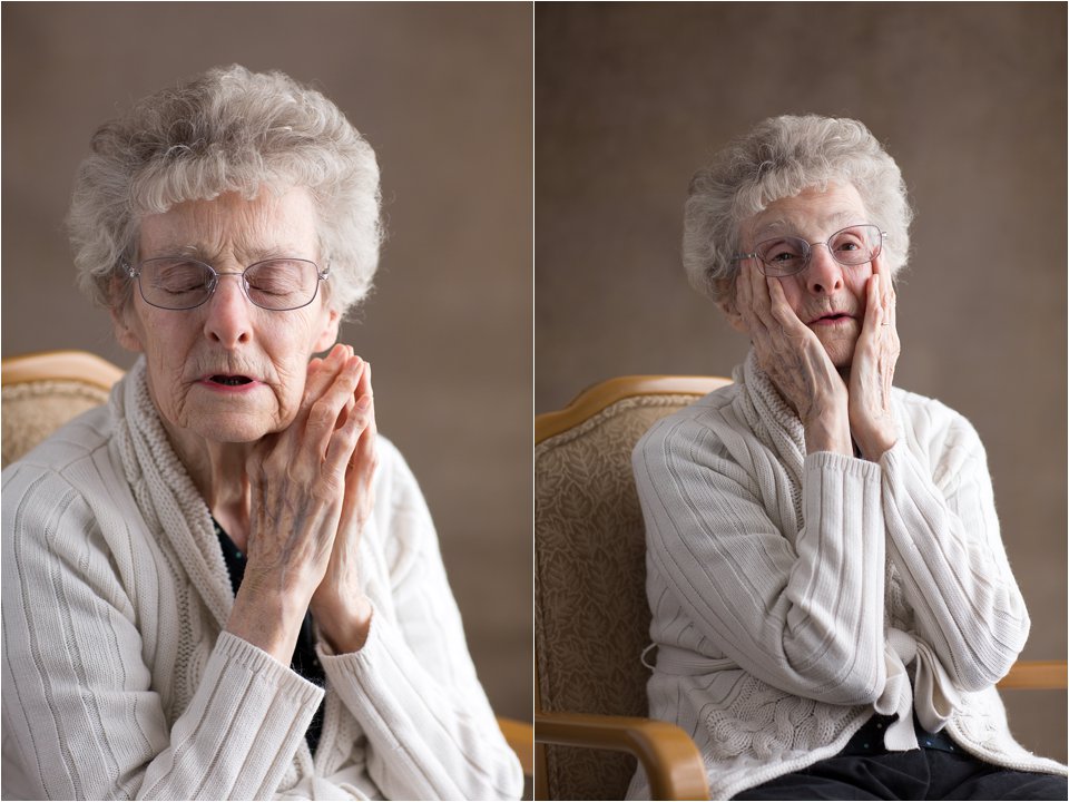 Elderly woman singing and praying (C) Maundy Mitchell