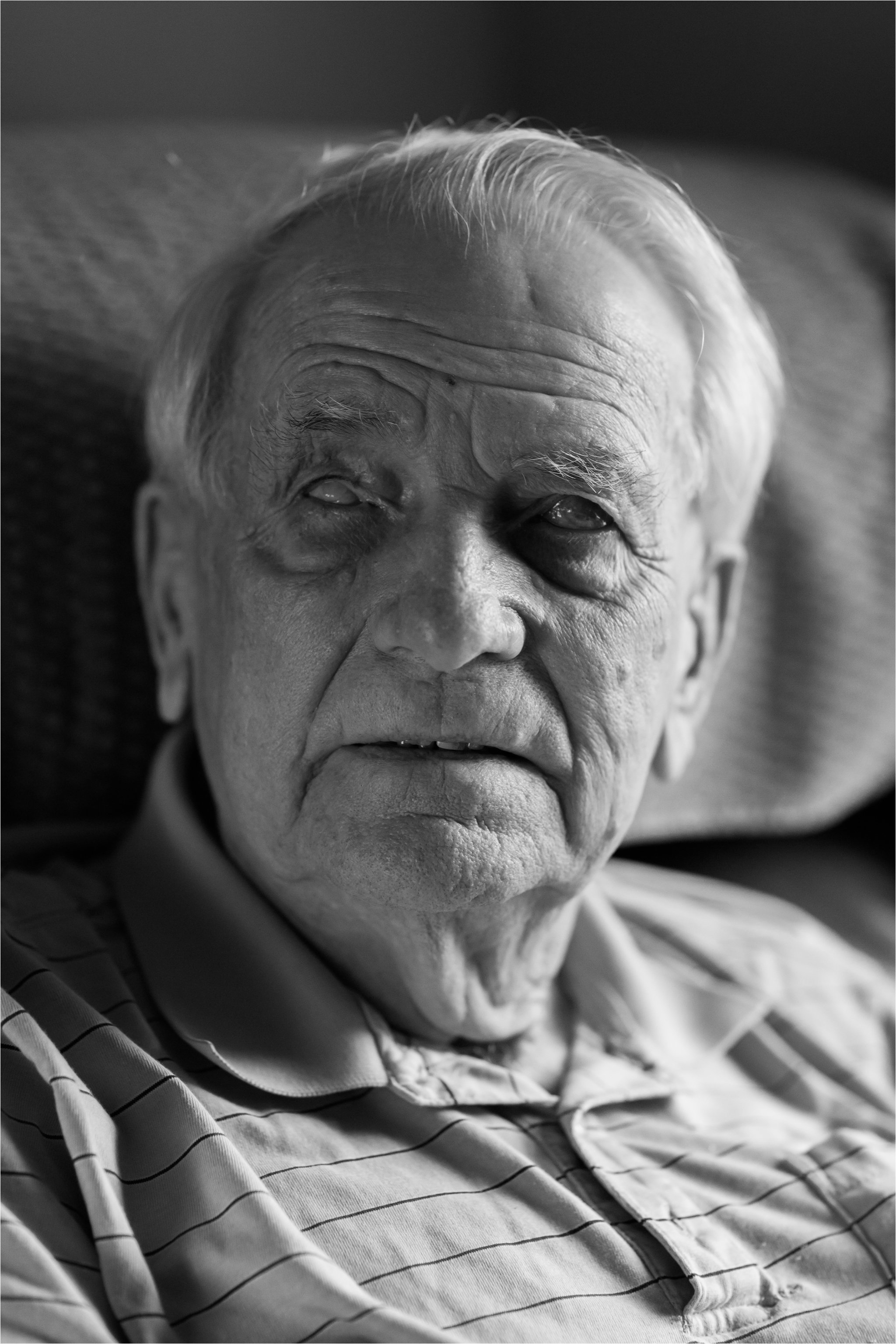 Black and White Portrait of Blind Man