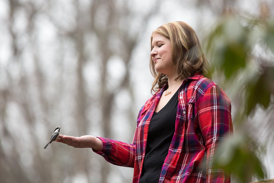 Sarah Feeding a Chickadee