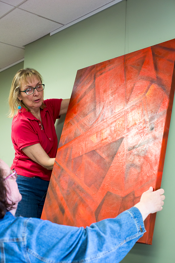 Hanging Art at Pease Public Library in Plymouth, NH