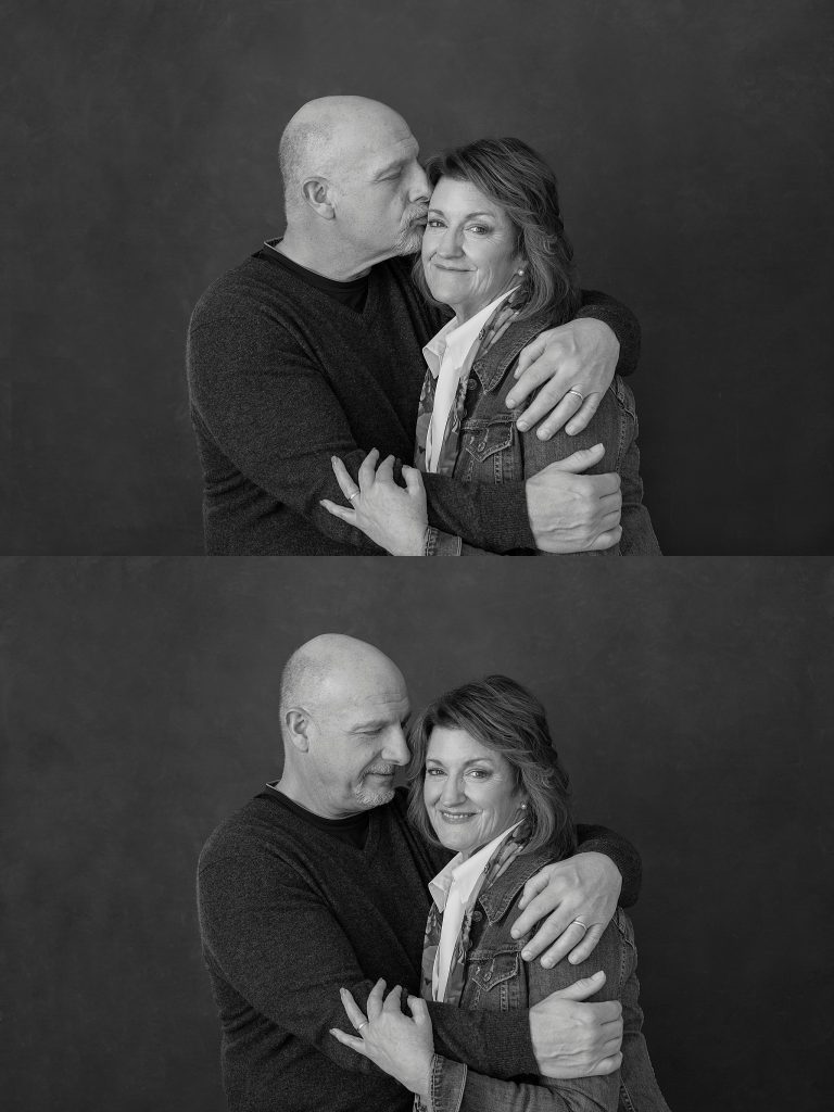 Black and white casual portraits of Susan and Tom together