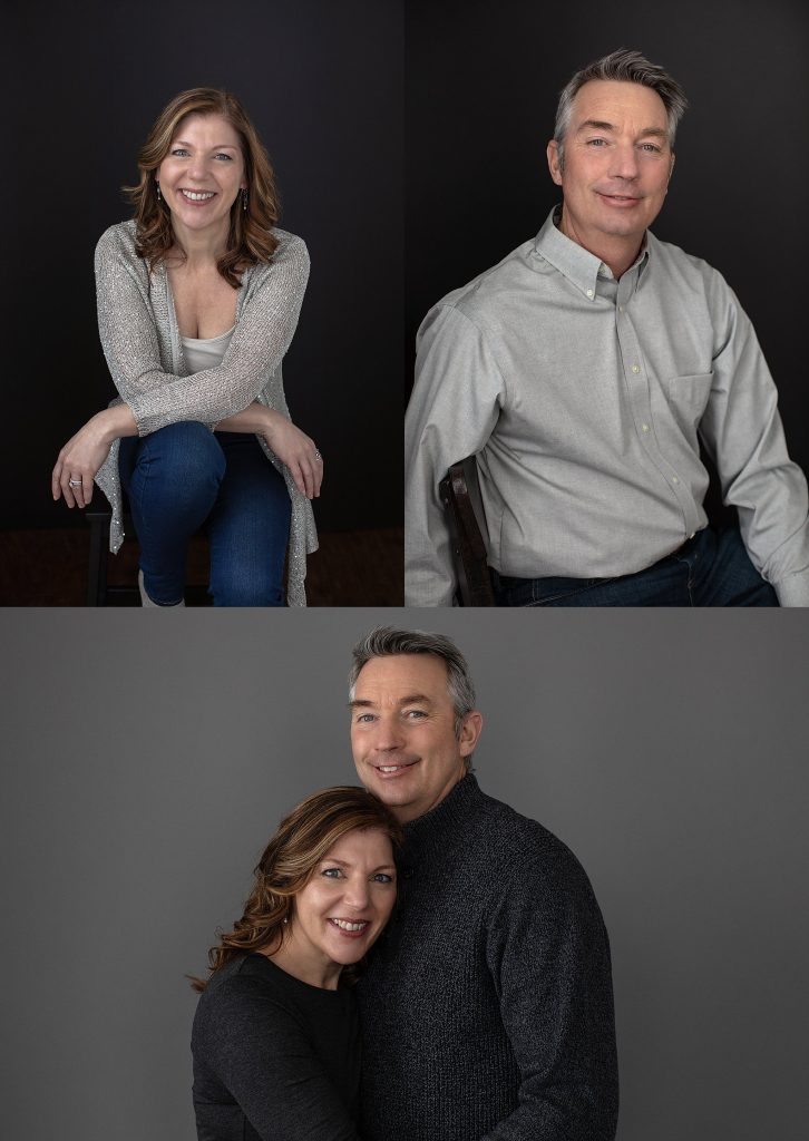Casual studio portraits of a NH couple
