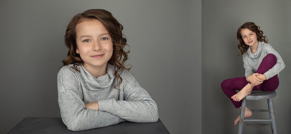 Portraits of Leah with gray background