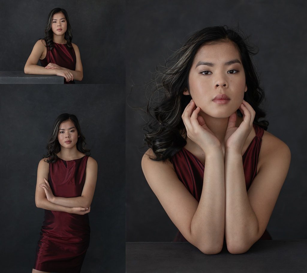 Ella - Portraits in Dark Red Silk Shift Dress