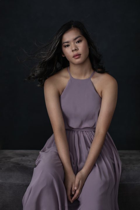 Ella in a Purple Dress - Dark Background