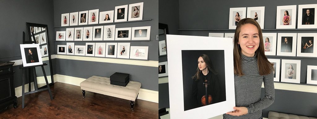 The print reveal wall, and a girl with her favorite portrait