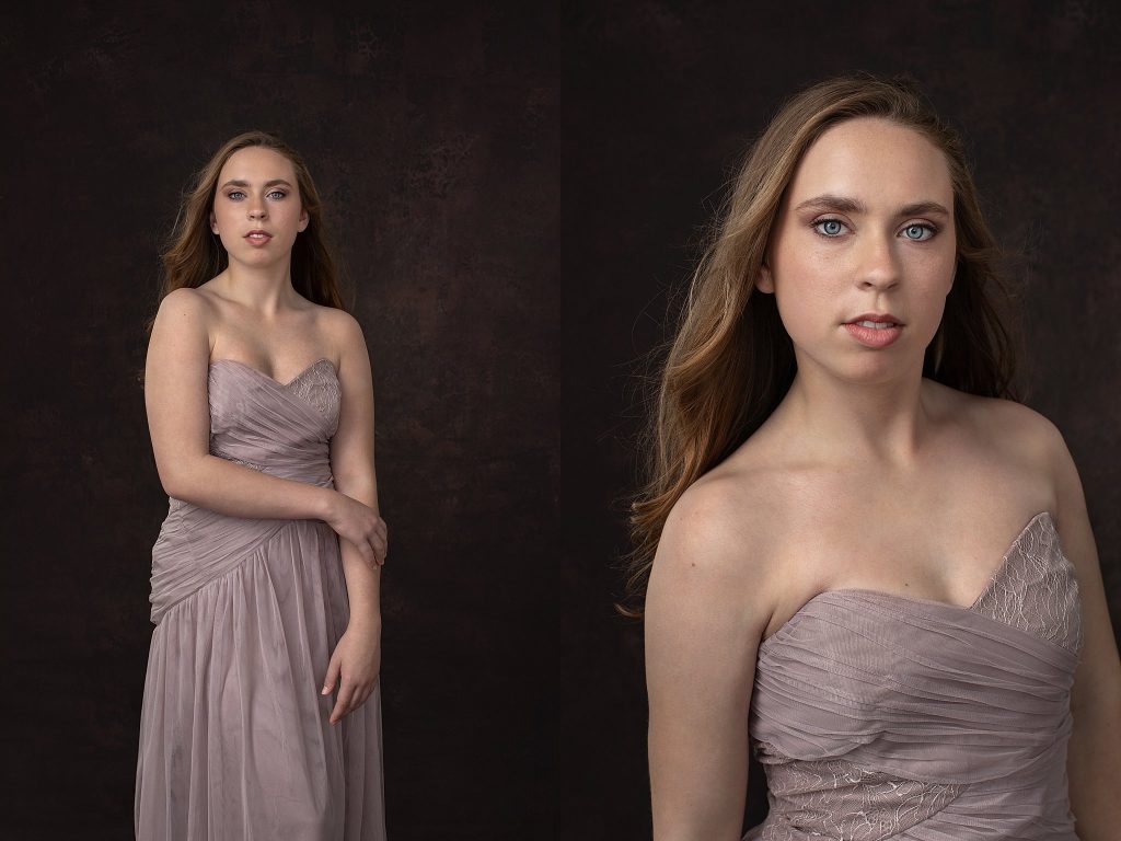Studio portraits - Kenzie in mauve gown