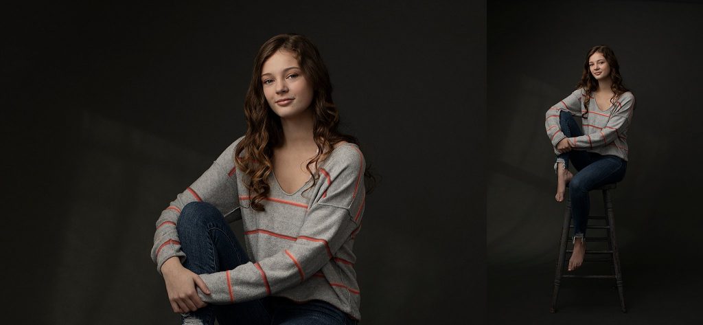 senior portraits of Emma in casual outfit - jeans and sweater