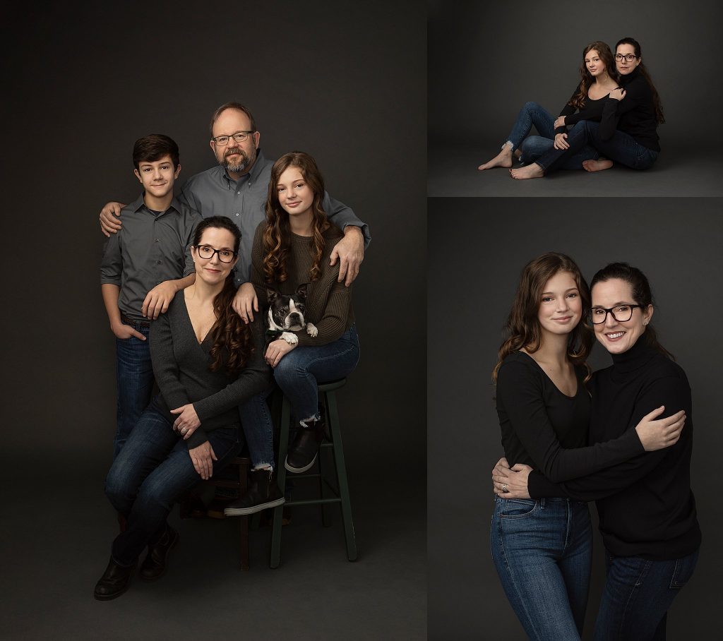 NH family portraits with dog / mother and teenage daughter
