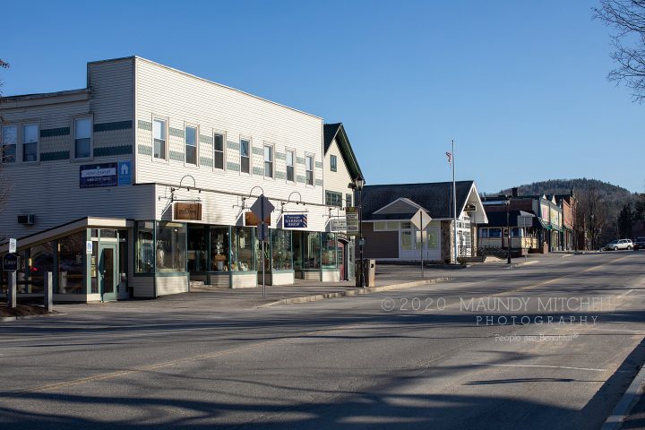 Downtown Plymouth, New Hampshire, empty on a Saturday afternoon