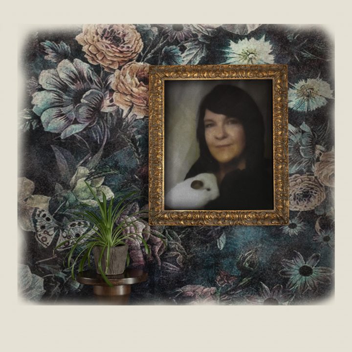 Maundy Mitchell's virtual live portrait of Kree, with her chinchilla.