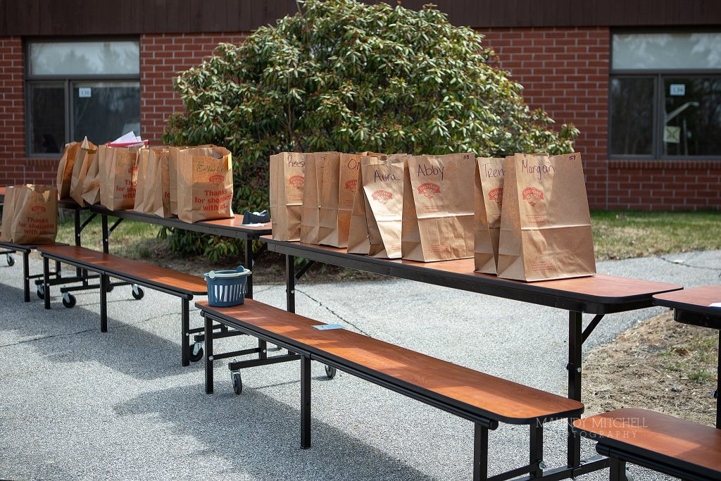 Bags containing the contents of each student's locker