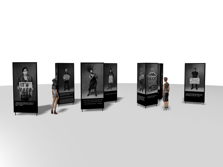 Concept rendering of Protest Portraits - life size art installation