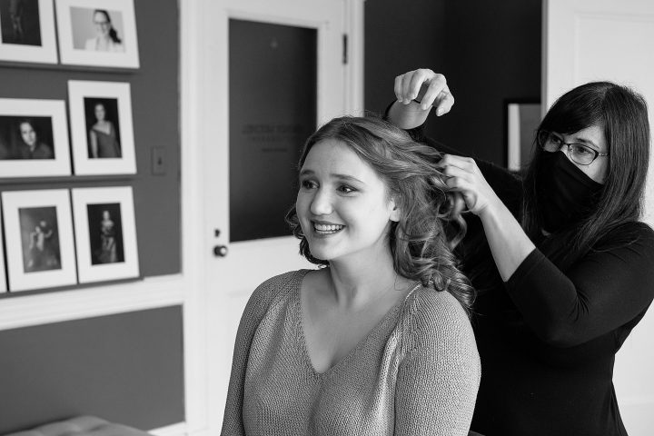 Hanna has professional hair and makeup styling before her headshot session at Maundy Mitchell Photography.