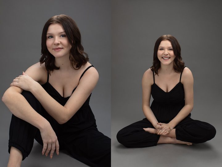 NH Studio Portrait Photographer - Senior Photos of Mackenzie in Black Jumpsuit