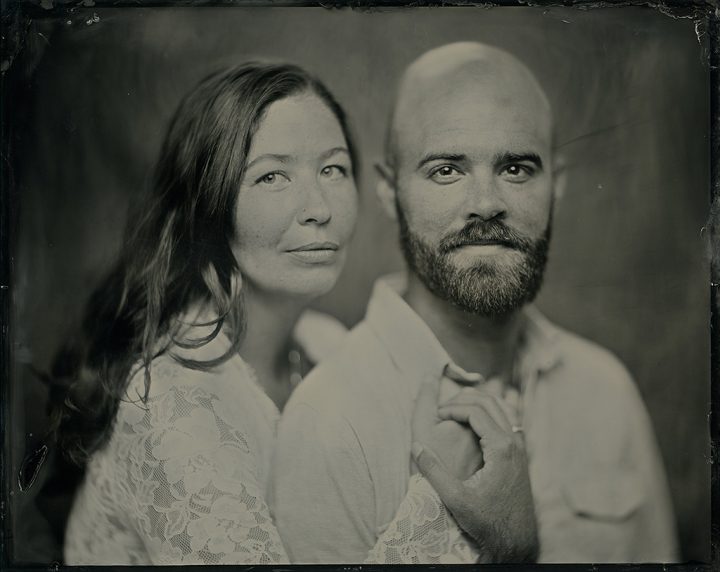 An 8x10 tintype portrait of Molly and Drew for their tenth anniversary.