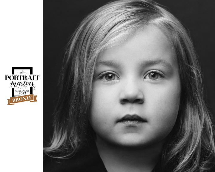 Black and white closeup children's portrait - Bronze Award