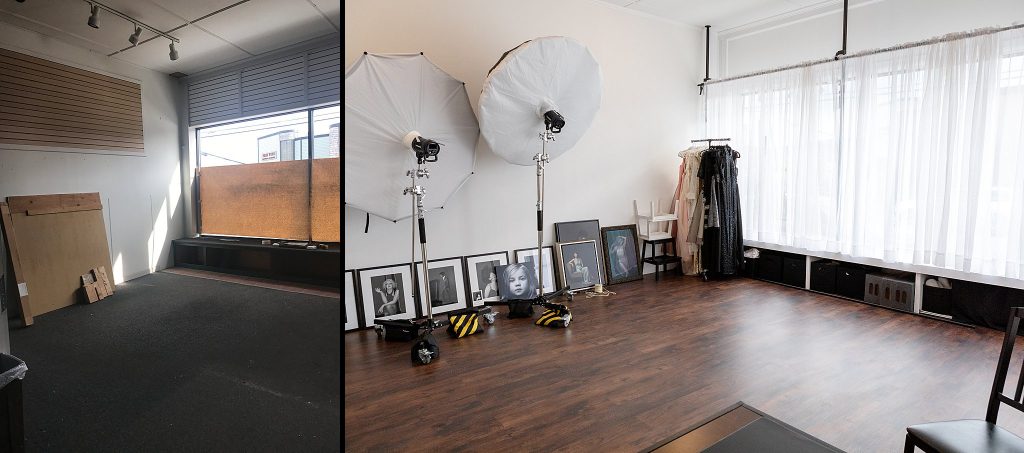 Before & After - the front room - main shooting area